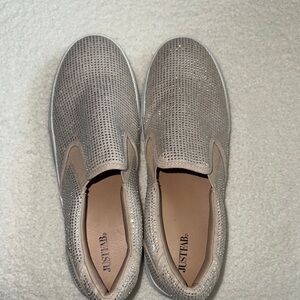 JustFab Women's Sparkling Silver Sneakers